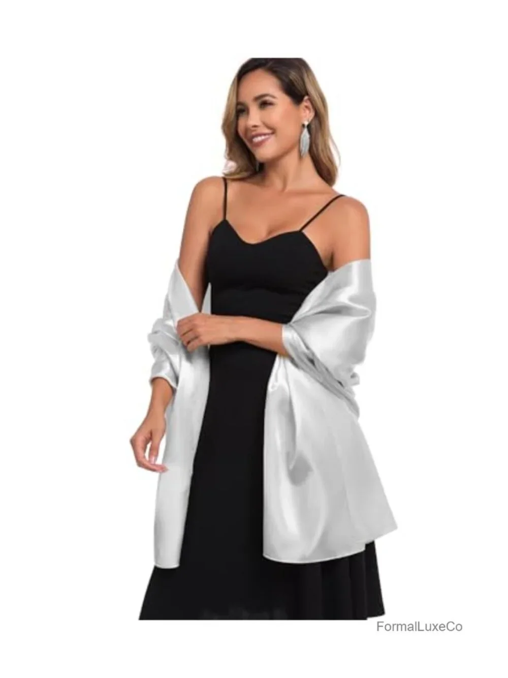 Satin Wrap Pashmina Shawl for Evening Dresses Wedding Guest Scarf